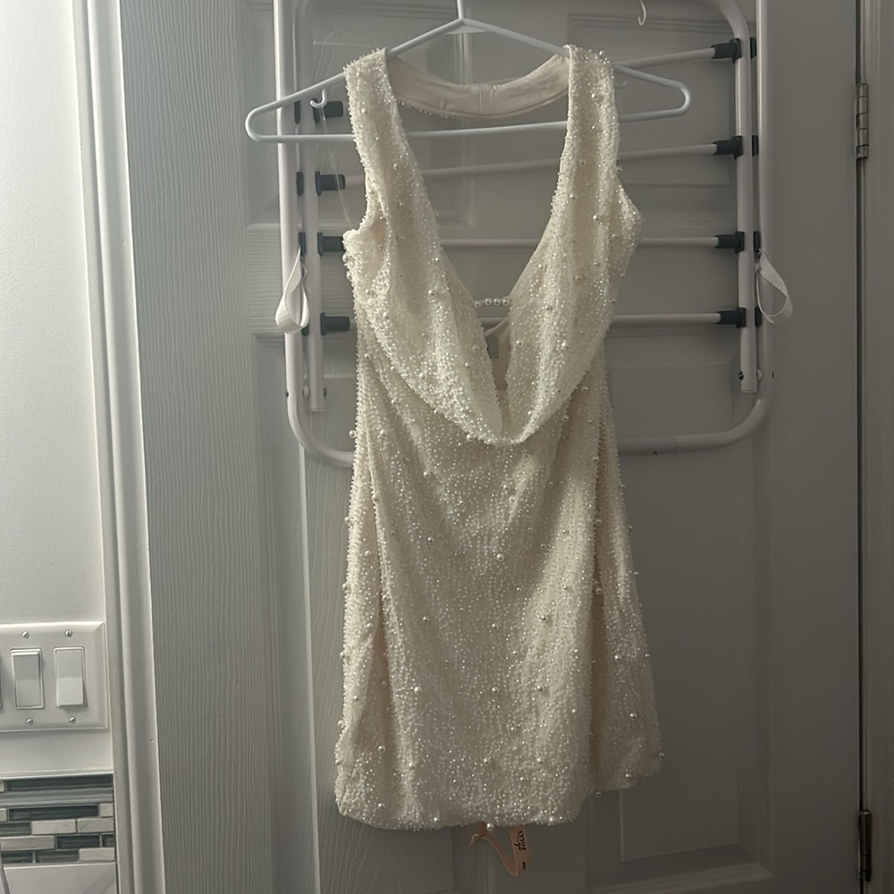 Brand new oh Polly Deep Plunge Embellished Mini Dress in White (TAGS STILL ON) - Picture 2 of 3
